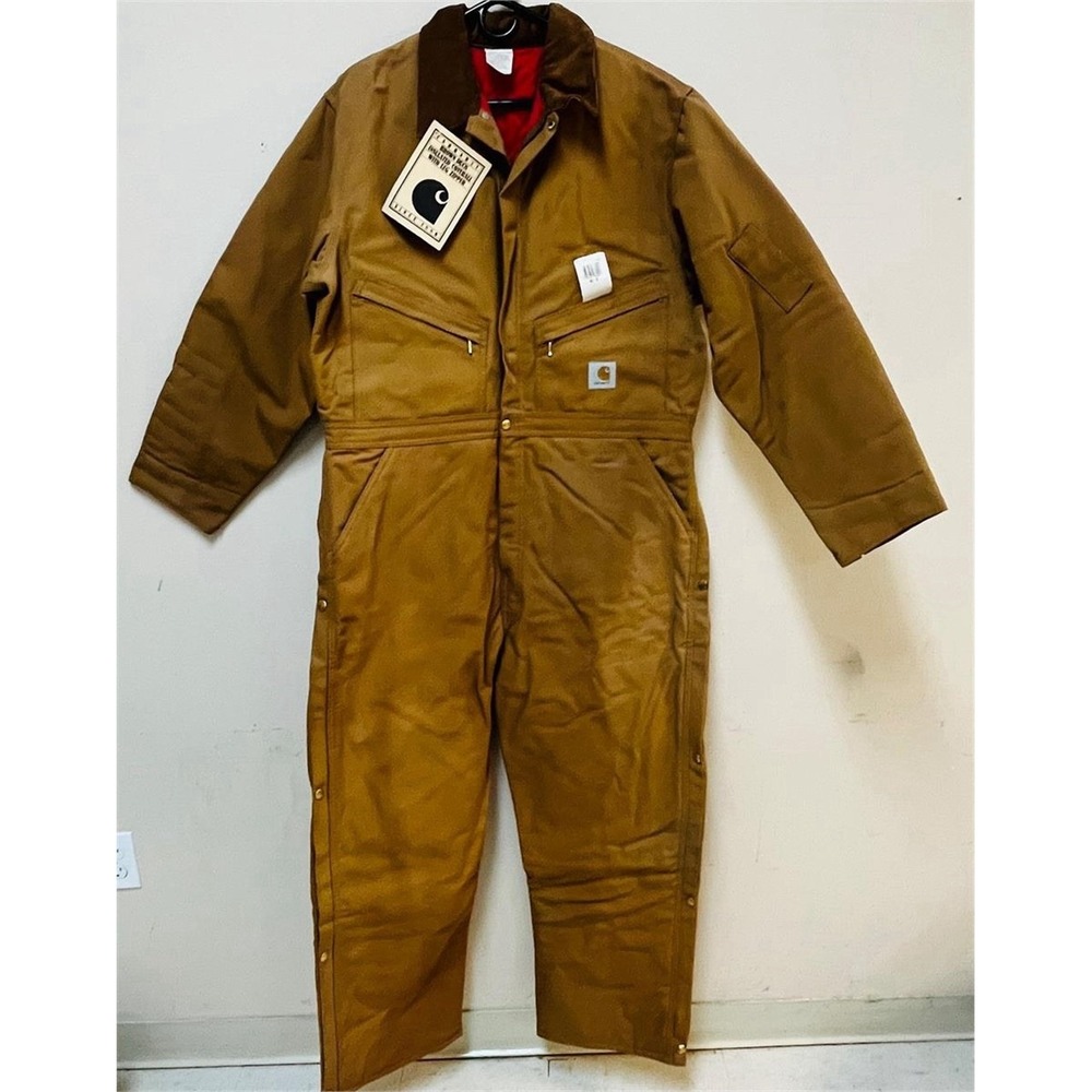 CARHARTT BROWN DUCK INSULATED COVERALL 46 REGULAR NWT ** READ